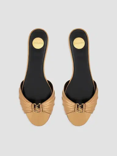 Saint Laurent Women's Babylone Slides in Metallic Leather | Thumbnail 3