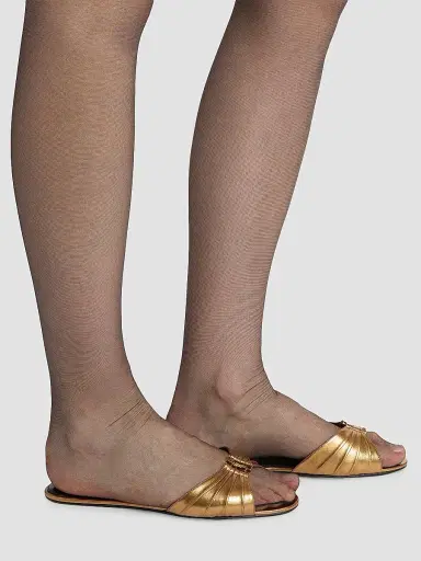 Saint Laurent Women's Babylone Slides in Metallic Leather | Thumbnail 5