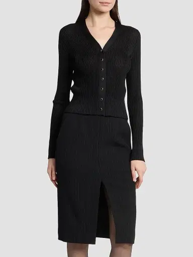 Saint Laurent Women's Cardigan in Ribbed Knit | Thumbnail 4