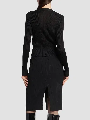 Saint Laurent Women's Cardigan in Ribbed Knit | Thumbnail 5