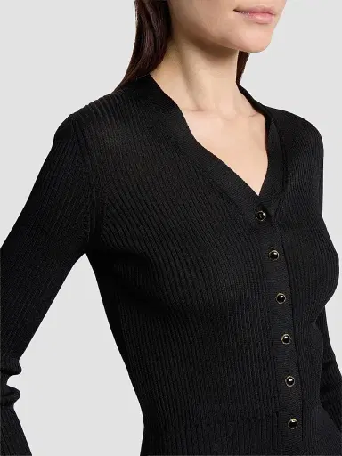 Saint Laurent Women's Cardigan in Ribbed Knit | Thumbnail 6