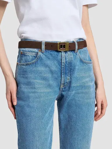 Saint Laurent Women's La 66 Buckle Belt in Suede | Thumbnail 2 Saint Laurent Women's La 66 Buckle Belt in Suede | Thumbnail 2