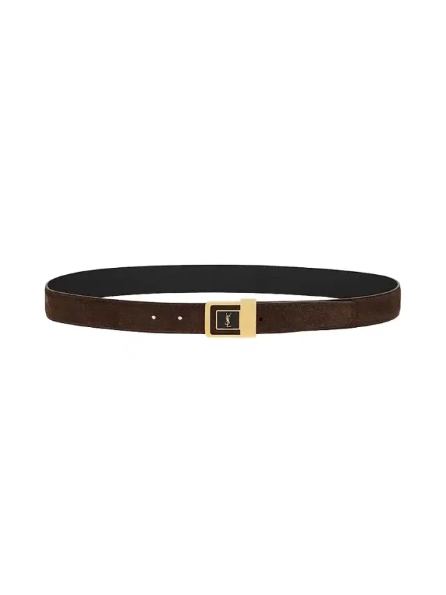 Saint Laurent Women's La 66 Buckle Belt in Suede