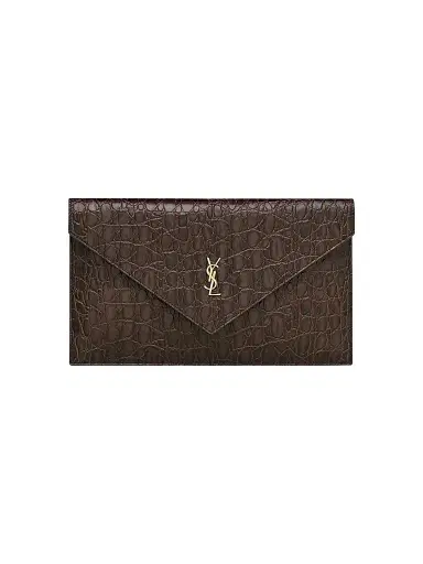 Saint Laurent Women's Paris Pouch in Crocodile-Embossed Leather | Thumbnail 1 Saint Laurent Women's Paris Pouch in Crocodile-Embossed Leather | Thumbnail 1