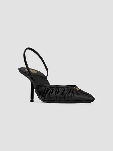 Saint Laurent Women's Folie Slingback Pumps in Smooth Leather and Faux-Python | Thumbnail 2