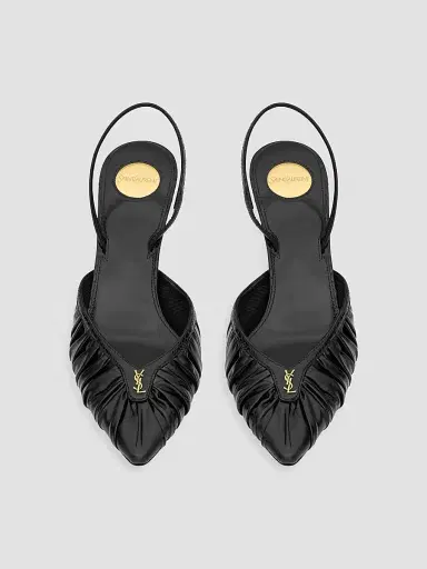 Saint Laurent Women's Folie Slingback Pumps in Smooth Leather and Faux-Python | Thumbnail 3