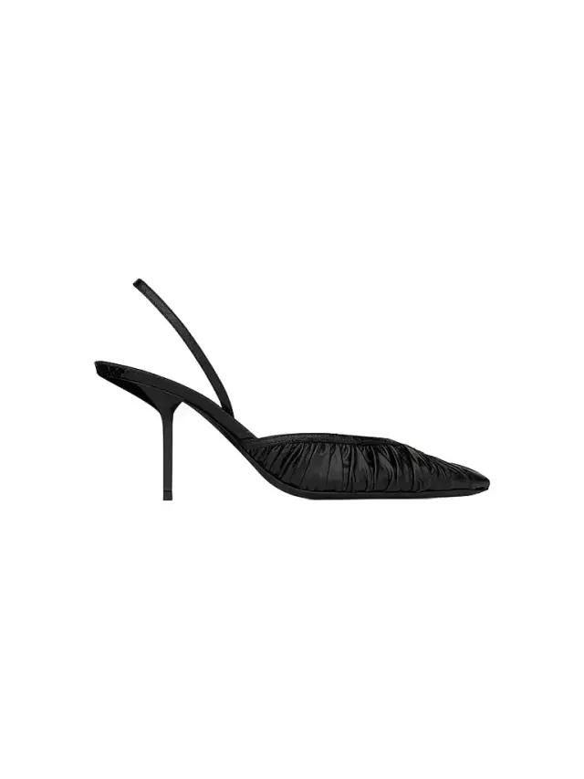 Saint Laurent Women's Folie Slingback Pumps in Smooth Leather and Faux-Python