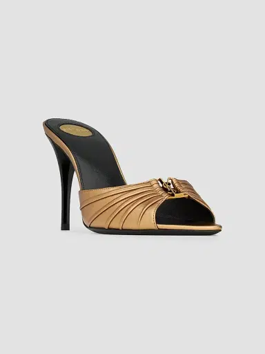 Saint Laurent Women's Babylone Mules in Metallic Leather | Thumbnail 2