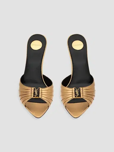 Saint Laurent Women's Babylone Mules in Metallic Leather | Thumbnail 3