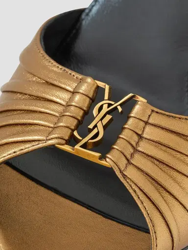 Saint Laurent Women's Babylone Mules in Metallic Leather | Thumbnail 4
