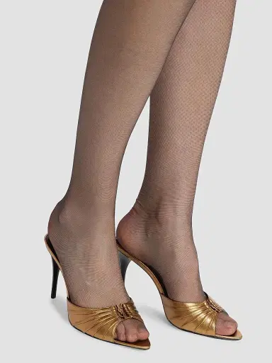 Saint Laurent Women's Babylone Mules in Metallic Leather | Thumbnail 6