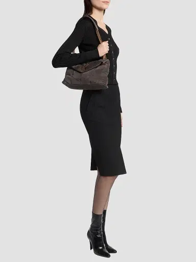 Saint Laurent Women's Puffer Small in Quilted Suede | Thumbnail 2 Saint Laurent Women's Puffer Small in Quilted Suede | Thumbnail 2