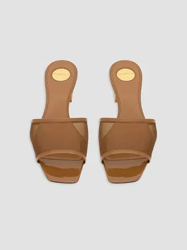 Saint Laurent Women's Sip Mule Sandals in Mesh and Patent Leather | Thumbnail 3