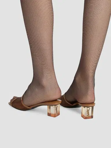 Saint Laurent Women's Sip Mule Sandals in Mesh and Patent Leather | Thumbnail 5