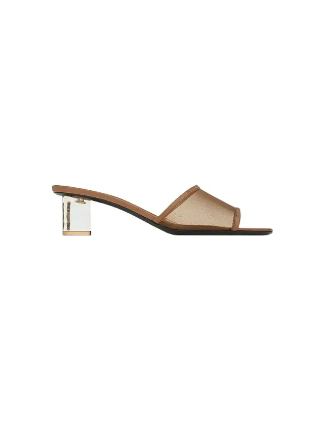 Saint Laurent Women's Sip Mule Sandals in Mesh and Patent Leather