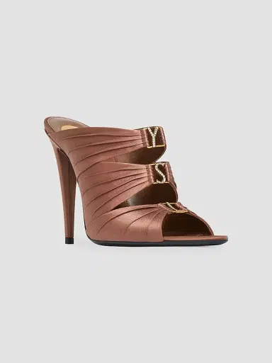 Saint Laurent Women's Emilie Mules in Satin Crepe | Thumbnail 2 Saint Laurent Women's Emilie Mules in Satin Crepe | Thumbnail 2