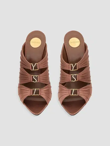 Saint Laurent Women's Emilie Mules in Satin Crepe | Thumbnail 3 Saint Laurent Women's Emilie Mules in Satin Crepe | Thumbnail 3