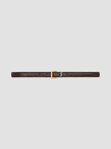 Saint Laurent Women's Cassandre Thin Belt in Crocodile-Embossed Leather | Thumbnail 3 Saint Laurent Women's Cassandre Thin Belt in Crocodile-Embossed Leather | Thumbnail 3