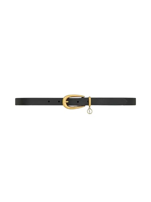 Saint Laurent Women's Cassandre Charm Elongated Buckle Thin Belt in Leather