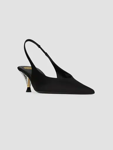 Saint Laurent Women's Fanny Slingback Pumps in Satin Crepe | Thumbnail 2 Saint Laurent Women's Fanny Slingback Pumps in Satin Crepe | Thumbnail 2