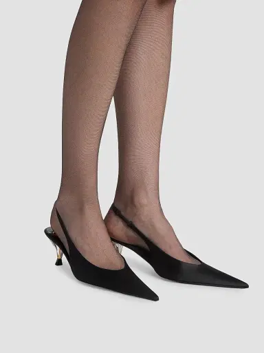 Saint Laurent Women's Fanny Slingback Pumps in Satin Crepe | Thumbnail 5 Saint Laurent Women's Fanny Slingback Pumps in Satin Crepe | Thumbnail 5