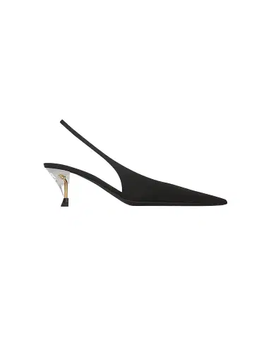 Saint Laurent Women's Fanny Slingback Pumps in Satin Crepe | Thumbnail 1 Saint Laurent Women's Fanny Slingback Pumps in Satin Crepe | Thumbnail 1