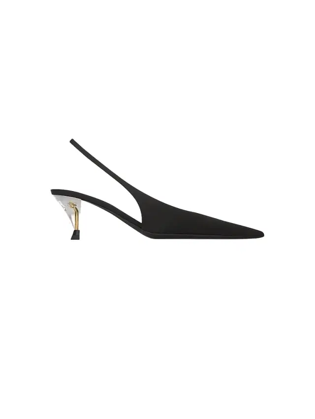 Saint Laurent Women's Fanny Slingback Pumps in Satin Crepe