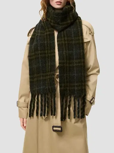 Burberry Women's Narrow Check Alpaca-Wool Scarf | Thumbnail 2 Burberry Women's Narrow Check Alpaca-Wool Scarf | Thumbnail 2