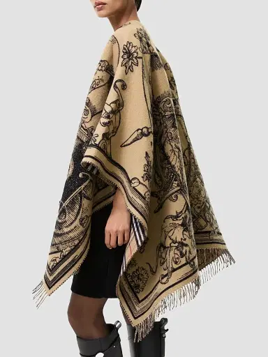 Burberry Women's Reversible Etched Knight Wool Cape | Thumbnail 3