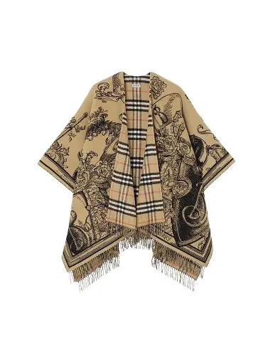 Burberry Women's Reversible Etched Knight Wool Cape | Thumbnail 1