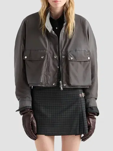 Prada Women's Washed Nylon Blouson Jacket | Thumbnail 2 Prada Women's Washed Nylon Blouson Jacket | Thumbnail 2