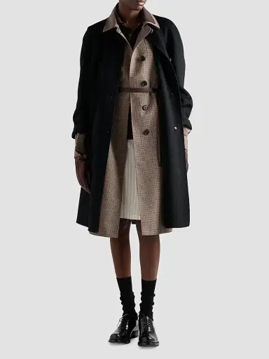 Prada Women's Single-Breasted Houndstooth Check Wool Coat | Thumbnail 2