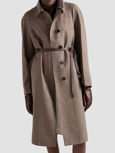 Prada Women's Single-Breasted Houndstooth Check Wool Coat | Thumbnail 3