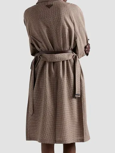 Prada Women's Single-Breasted Houndstooth Check Wool Coat | Thumbnail 4