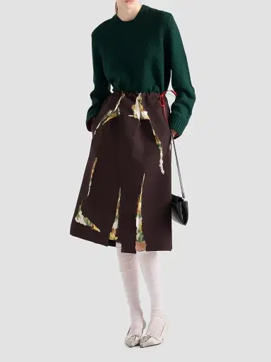Prada Women's Bonded Gabardine Skirt with Devore Effect | Thumbnail 2 Prada Women's Bonded Gabardine Skirt with Devore Effect | Thumbnail 2