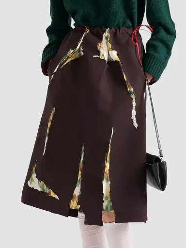Prada Women's Bonded Gabardine Skirt with Devore Effect | Thumbnail 3 Prada Women's Bonded Gabardine Skirt with Devore Effect | Thumbnail 3