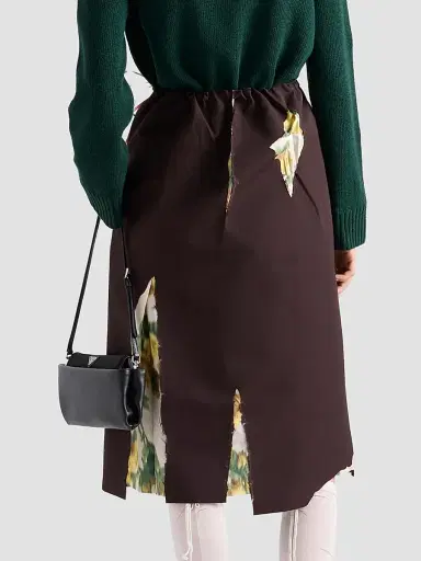Prada Women's Bonded Gabardine Skirt with Devore Effect | Thumbnail 4 Prada Women's Bonded Gabardine Skirt with Devore Effect | Thumbnail 4
