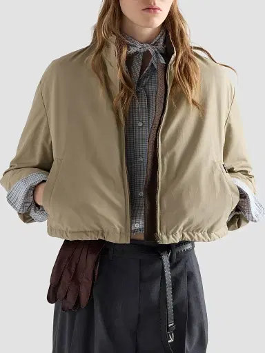 Prada Women's Cropped Technical Poplin Down Coat | Thumbnail 3 Prada Women's Cropped Technical Poplin Down Coat | Thumbnail 3