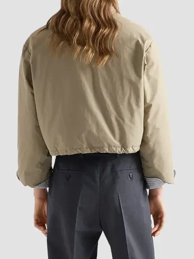Prada Women's Cropped Technical Poplin Down Coat | Thumbnail 4 Prada Women's Cropped Technical Poplin Down Coat | Thumbnail 4