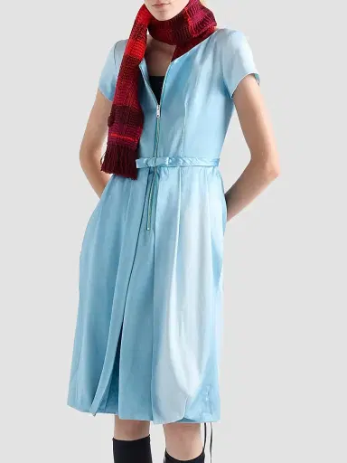 Prada Women's Washed Silk Duchesse Dress | Thumbnail 2