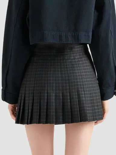 Prada Women's Checked Wool Mini Skirt | Thumbnail 4 Prada Women's Checked Wool Mini Skirt | Thumbnail 4