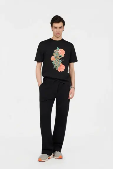 Roberto Cavalli Black T-Shirt With Snake Floral Print | Thumbnail 6 Roberto Cavalli Black T-Shirt With Snake Floral Print | Thumbnail 6