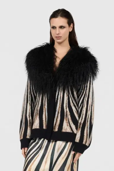 Roberto Cavalli Jacquard Cardigan With Zebra Print | Thumbnail 2 Roberto Cavalli Jacquard Cardigan With Zebra Print | Thumbnail 2