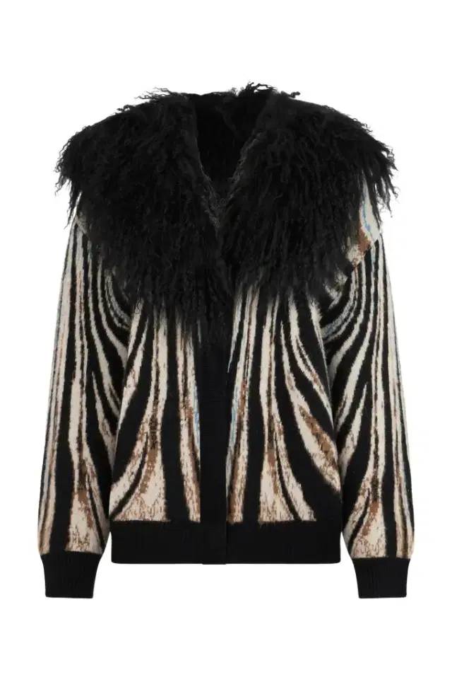 Jacquard Cardigan With Zebra Print