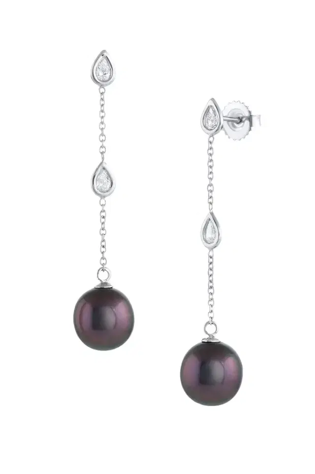 BAGGINS Diamond Black Pearl Dangle Earrings