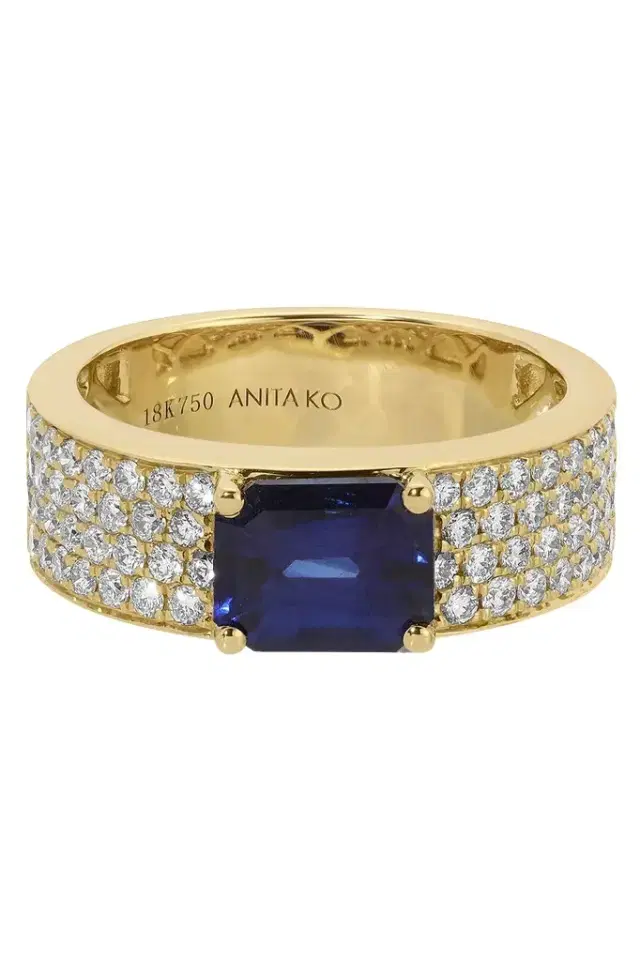Diamond Blue Sapphire Band Ring