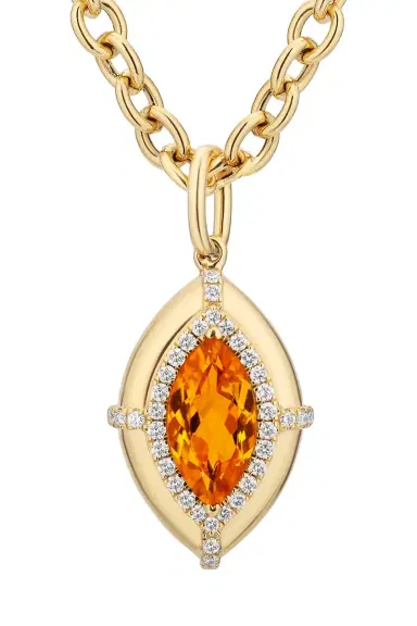 GOSHWARA Mandarin Garnet Diamond Marquise Pendant Necklace | Thumbnail 2 GOSHWARA Mandarin Garnet Diamond Marquise Pendant Necklace | Thumbnail 2