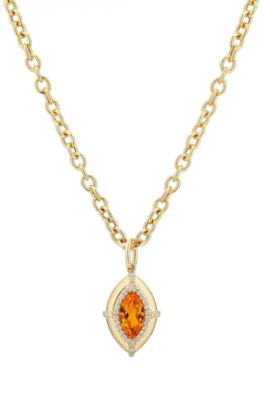 GOSHWARA Mandarin Garnet Diamond Marquise Pendant Necklace | Thumbnail 1 GOSHWARA Mandarin Garnet Diamond Marquise Pendant Necklace | Thumbnail 1