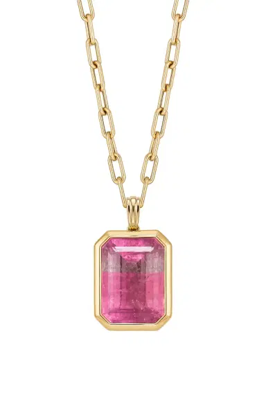 GOSHWARA Watermelon Tourmaline Emerald Cut Pendant Necklace | Thumbnail 2