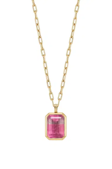 GOSHWARA Watermelon Tourmaline Emerald Cut Pendant Necklace | Thumbnail 1